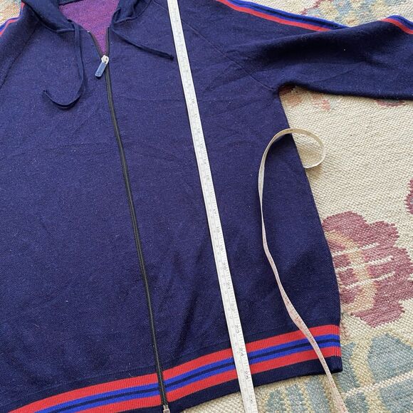 Bikkembergs Wool Blend Hoodie Sweatshirt Large Blue Track Stripe Hooded - Picture 5 of 6